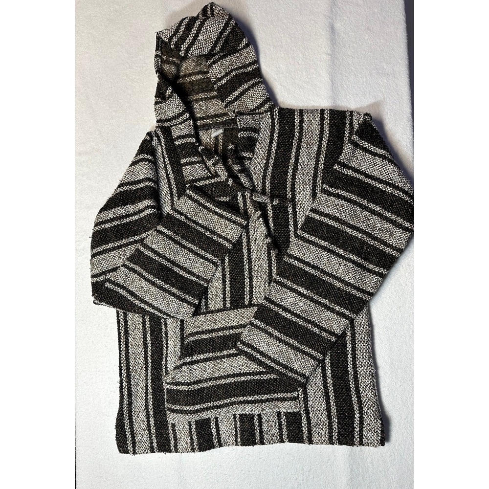 Mexican Poncho Baja Hoodie Brown Gently Used Gender Neutral Size Large Sandy